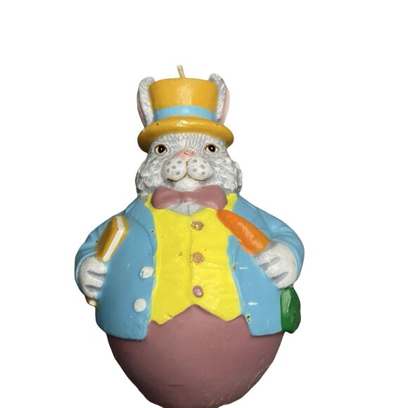 Easter Bunny Wax Candle Top Hat Vintage Mr. Bunny 6" Tall - Picture 1 of 7
